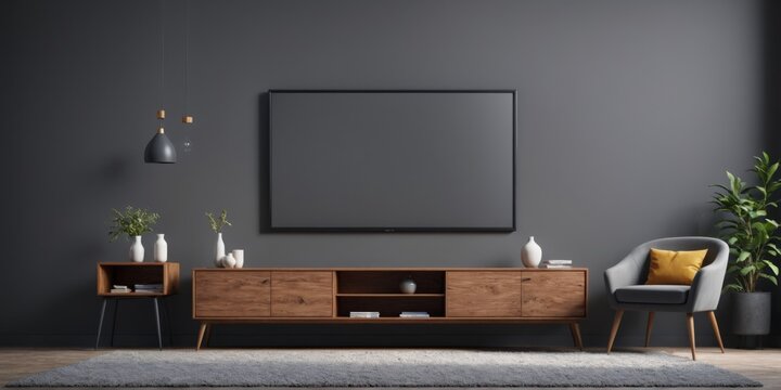 Abstract wallpaper background living room tv plant