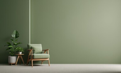 Abstract wallpaper background green wall chair plant