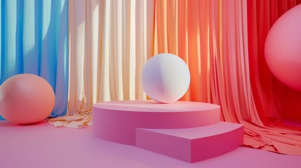 Colorful geometric abstract shapes on a pedestal