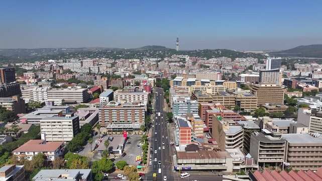Pretoria Skyline At Pretoria In Gauteng South Africa. Downtown Cityscape. Business District Background. Pretoria At Gauteng South Africa. High Rise Buildings. City Landmark.