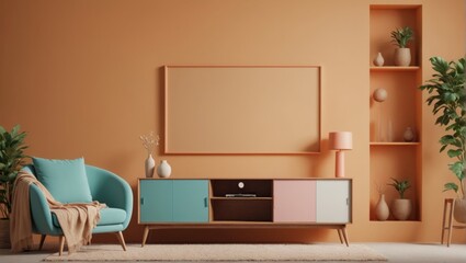 Abstract wallpaper background living room tv plant