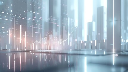 Futuristic Economic and Financial Graphs with Abstract Cityscape Background in Modern Digital Style