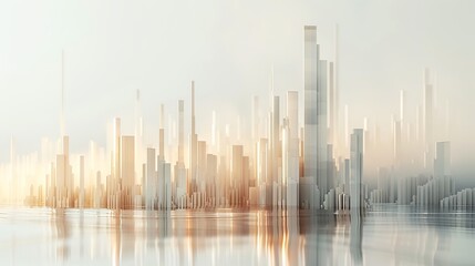 Modern Abstract Economic and Financial Graphs with Futuristic Cityscape Elements