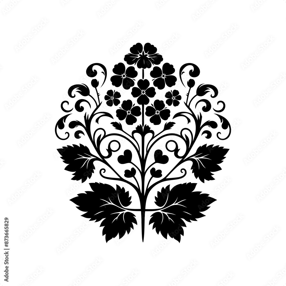 Wall mural vegetable in decorative emblem ornament.