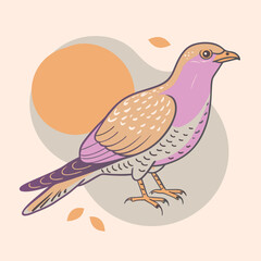 Wild Common Cuckoo in her habitat vector illustration