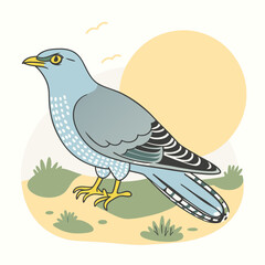 Wild Common Cuckoo in her habitat vector illustration