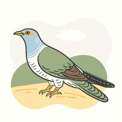 Wild Common Cuckoo in her habitat vector illustration