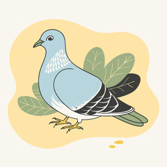 Wild Wood pigeon close up in her habitat vector illustration