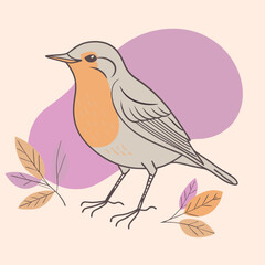 Wild Willow Warbler in her habitat vector illustration