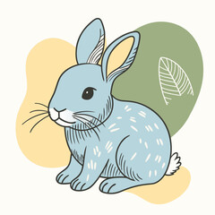 watercolor, cute baby rabbit, vector illustration