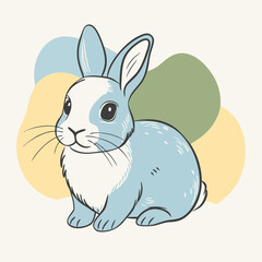 watercolor, cute baby rabbit, vector illustration
