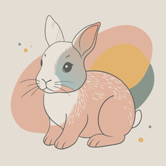 watercolor, cute baby rabbit, vector illustration