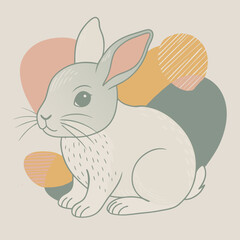 watercolor, cute baby rabbit, vector illustration