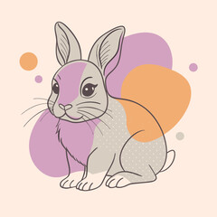 watercolor, cute baby rabbit, vector illustration