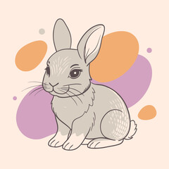 watercolor, cute baby rabbit, vector illustration