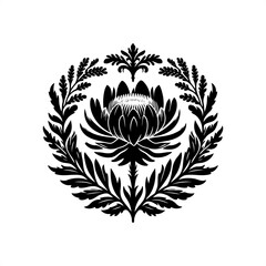 vegetable in decorative emblem ornament.