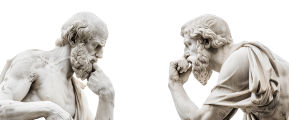 marble statue philosophers isolated on transparent background	