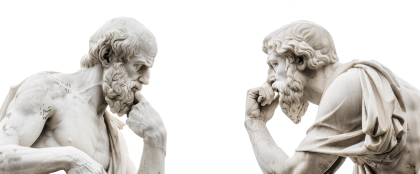 marble statue philosophers isolated on transparent background	