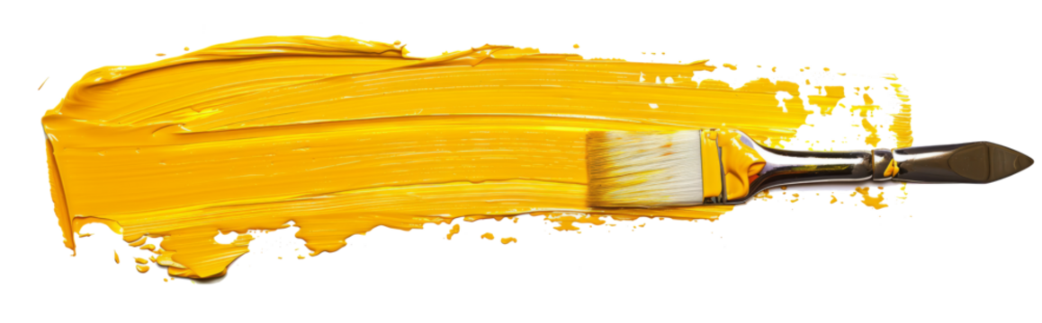 Stroke of yellow paint texture, isolated on transparent background - Powered by Adobe