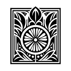 Fototapeta premium lemon, lime fruit in decorative emblem ornament, Victorian, art deco, art nouveau, boho, bohemian, folk, flourish