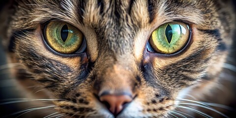 Close up of a cat with sharp focus on its mesmerizing eyes, feline, whiskers, close up, animal, pet, domestic, fur, cute, portrait, eyes