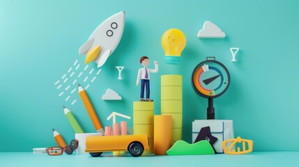Business Success and Innovation with 3D Illustrations