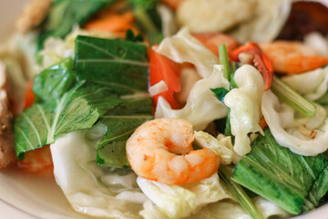 capcay seafood. indonesian chinese cuisine Stir-fried various kinds of vegetables and seafood.