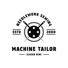 machine tailor logo design concept vintage retro style