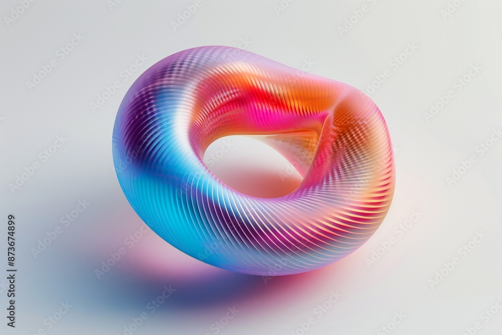 Poster 3d rendering of an abstract torus shape with a gradient color transition , generated by ai