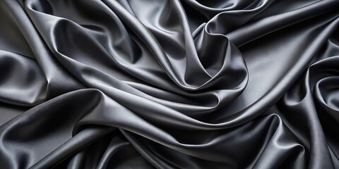 Fototapeta premium Luxurious black silk fabric with smooth and elegant pure silk texture background, Luxury, black, silk, fabric, smooth