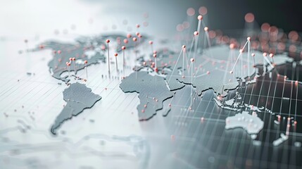 Digital World Map with Network Connections and Data Visualization Concept from Artificial Intelligence