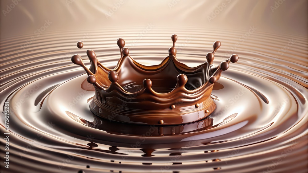 Wall mural Crown splash of liquid chocolate with ripples, chocolate, splash, crown, royalty, decadent, indulgence, dessert, sweet