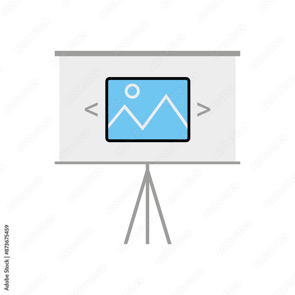 Poster slideshow, projector, presentation line icon for web site and mobile app