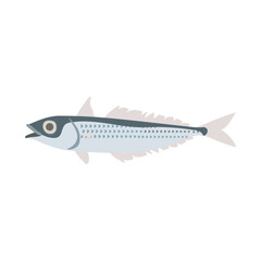 コオリイワシ。フラットなベクターイラスト。
Antarctic silverfish (Antarctic herring). Flat vector illustration.