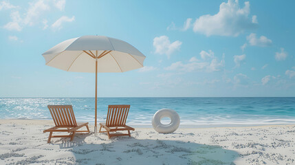 Obraz premium beach chairs and umbrella