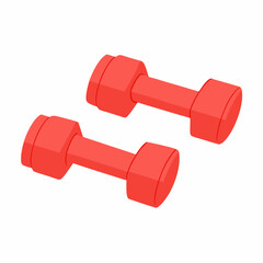 Red dumbbells in flat style vector isolated white background (15)