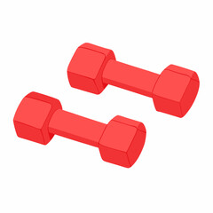 Red dumbbells in flat style vector isolated white background (18)