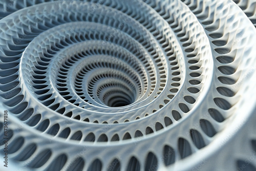 Poster 3d rendering of a spiral pattern with twisted, overlapping segments, generated by ai
