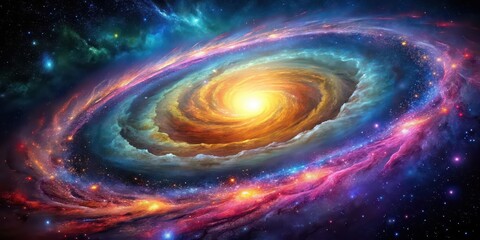 Spiral galaxy filled with vibrant colors and celestial beauty, cosmic, stars, space, astronomy
