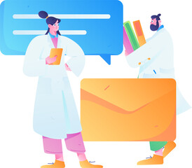 Medical characters fighting the epidemic flat vector concept operation hand drawn illustration
