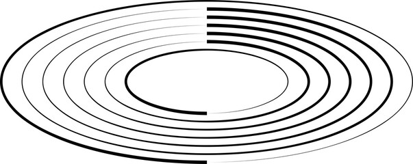 Oval icons with lines. Geometric shape