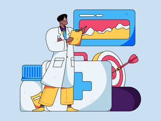 Medical characters fighting the epidemic flat vector concept operation hand drawn illustration

