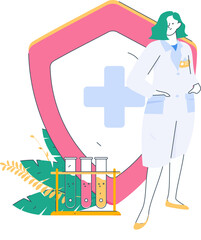 Medical characters fighting the epidemic flat vector concept operation hand drawn illustration
