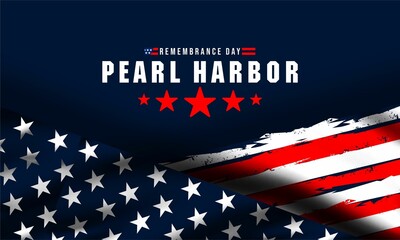 Pearl Harbor Remembrance Day poster with USA flag. Vector background .