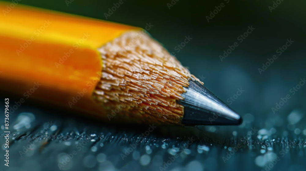 Poster macro photograph of a sharpened pencil tip, highlighting the texture and details of the graphite and