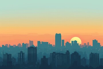 Fototapeta premium sunset over the city