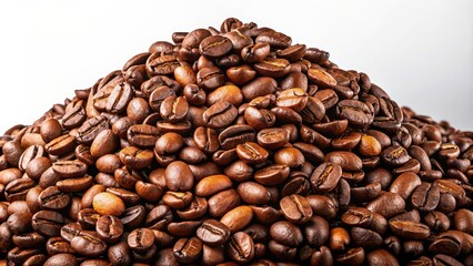 Obraz premium Pile of coffee beans isolated on background, coffee, beans, pile, isolated,background, aromatic, fresh, roast, caffeine