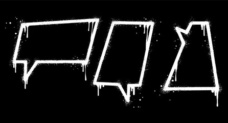 Fototapeta premium Set of Spray painted graffiti Speech bubble. isolated on black background. vector illustration