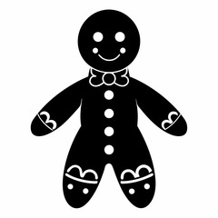 Gingerbread man holiday biscuit or cookie flat vector icon, Gingerbread man silhouette vector