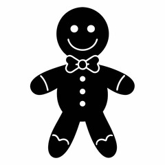 Gingerbread man holiday biscuit or cookie flat vector icon, Gingerbread man silhouette vector